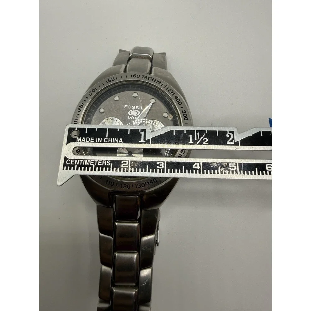 Fossil Blue BQ-9066 Men's Stainless Steel Sport Watch Tachymeter‎ 100M Quartz